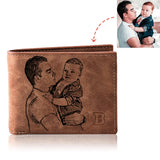 Carteira Masculina de Couro Marrom Personalizada com Foto Especial Dad Forever