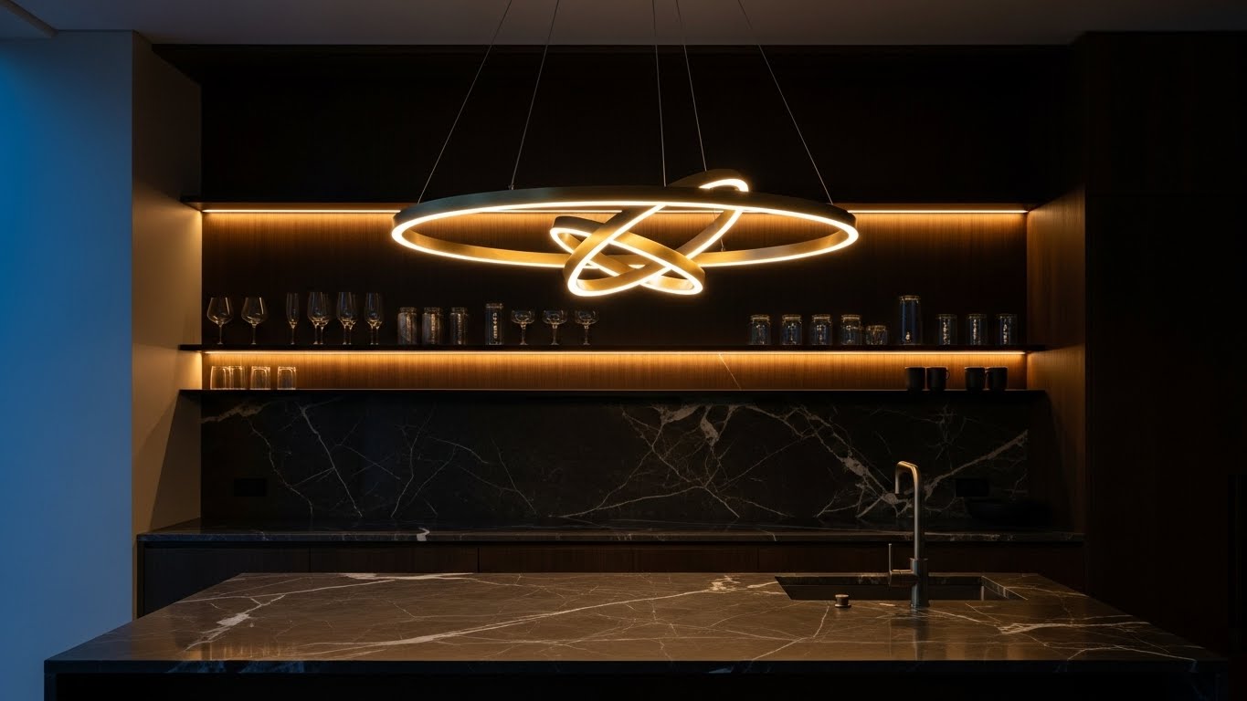 Lustre Linear Geo Balance - O Encontro do Círculo com a Linha