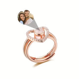 Anel Feminino Rosé de Coração Personalizado com Foto