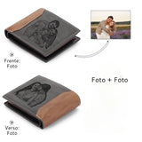 Carteira Masculina Cinza de Couro Personalizada Exclusiva Father Edition
