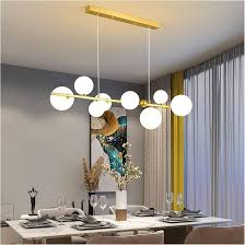 Lustre Pendente Golden Horizon - Globos de Vidro e Haste Dourada